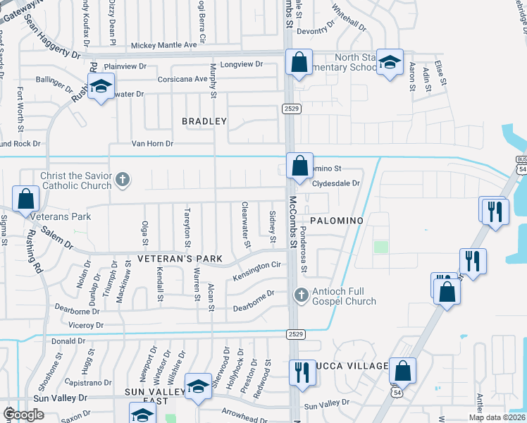 map of restaurants, bars, coffee shops, grocery stores, and more near 10537 Sidney Street in El Paso