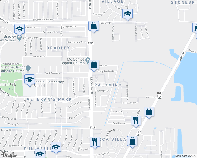 map of restaurants, bars, coffee shops, grocery stores, and more near 5825 Blackhawk Drive in El Paso