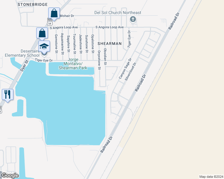 map of restaurants, bars, coffee shops, grocery stores, and more near 10509 Onyxstone Street in El Paso