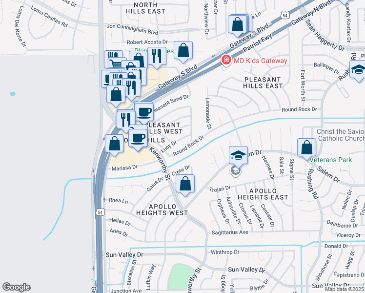 map of restaurants, bars, coffee shops, grocery stores, and more near 4740 Lucy Drive in El Paso