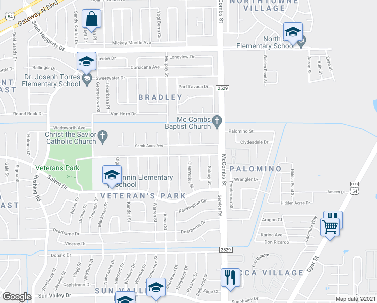 map of restaurants, bars, coffee shops, grocery stores, and more near 10600 Josie Place in El Paso