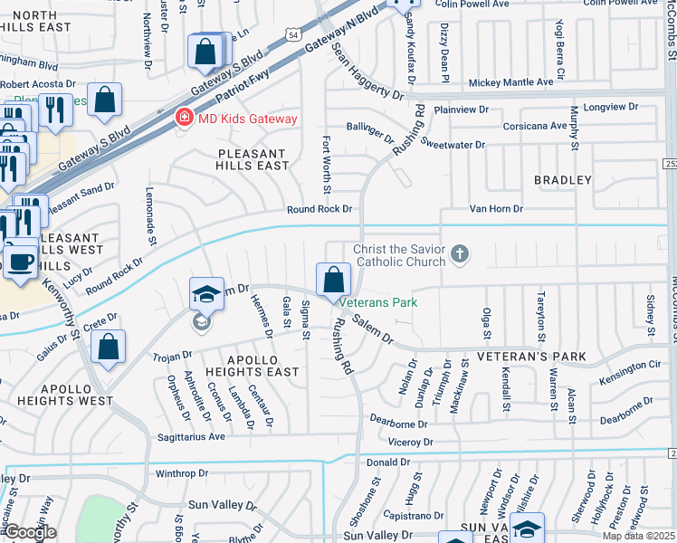 map of restaurants, bars, coffee shops, grocery stores, and more near 10632 Holmes Drive in El Paso