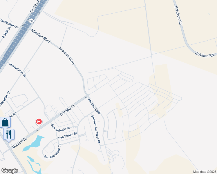 map of restaurants, bars, coffee shops, grocery stores, and more near 2 Berkshire Circle in Odessa