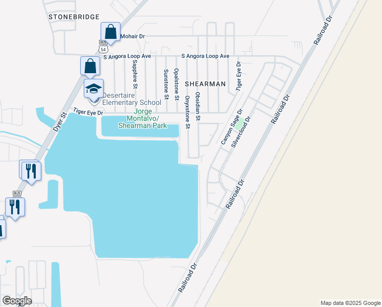map of restaurants, bars, coffee shops, grocery stores, and more near 10604 Onyxstone Street in El Paso