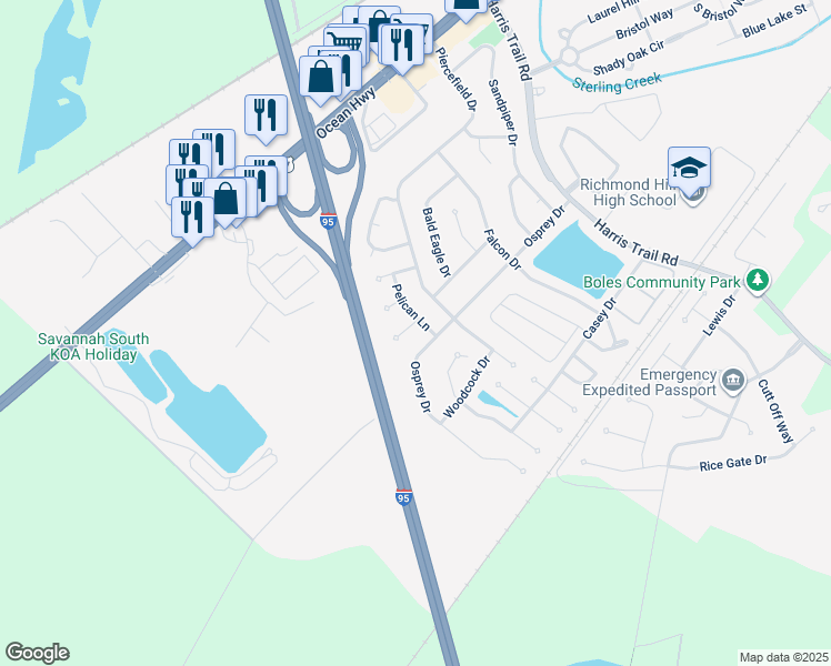 map of restaurants, bars, coffee shops, grocery stores, and more near 25 Brown Thrasher Ct in Richmond Hill