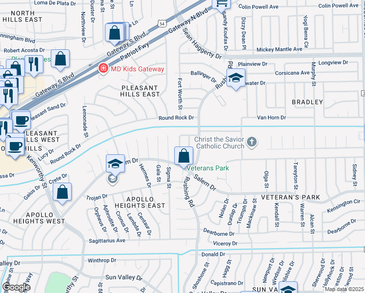 map of restaurants, bars, coffee shops, grocery stores, and more near 10632 Holmes Drive in El Paso