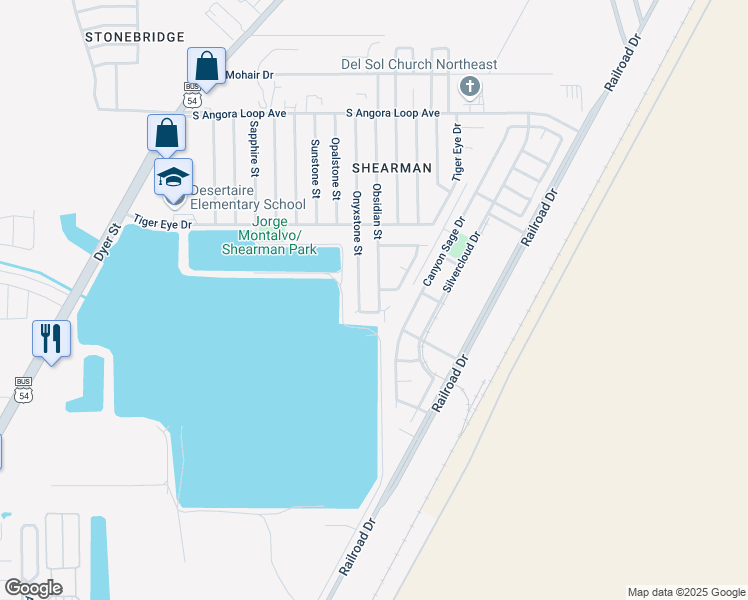 map of restaurants, bars, coffee shops, grocery stores, and more near 10609 Obsidian Street in El Paso