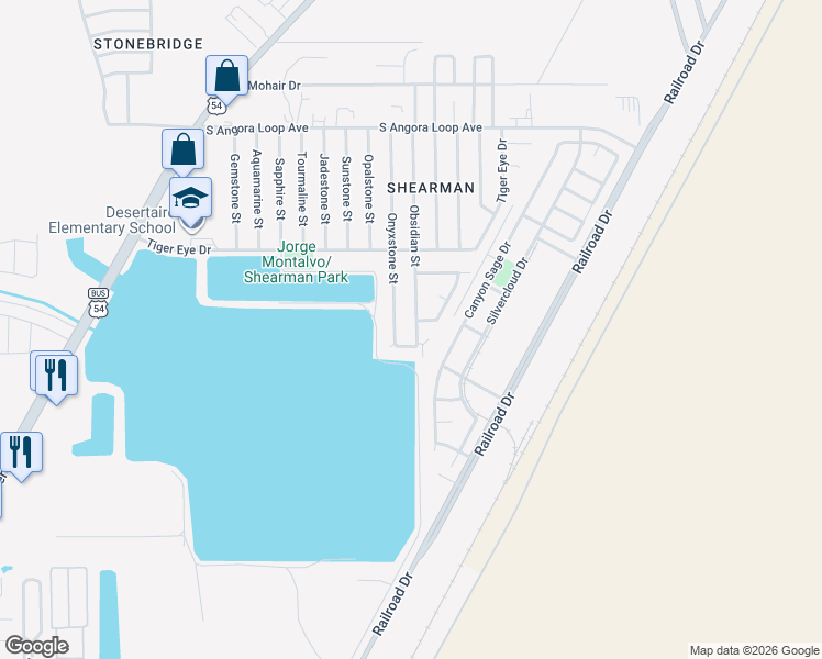 map of restaurants, bars, coffee shops, grocery stores, and more near 10604 Onyxstone Street in El Paso