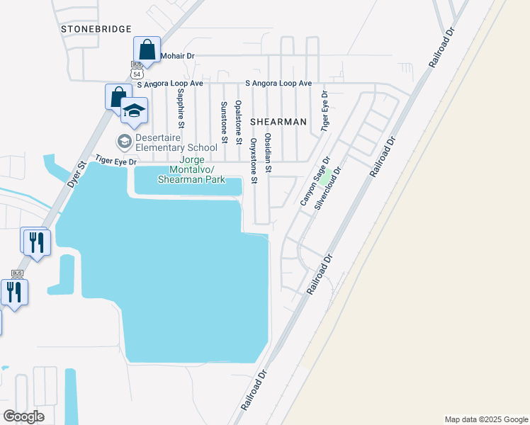 map of restaurants, bars, coffee shops, grocery stores, and more near 10604 Onyxstone Street in El Paso