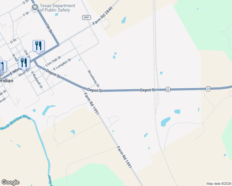 map of restaurants, bars, coffee shops, grocery stores, and more near 728 Depot in Meridian