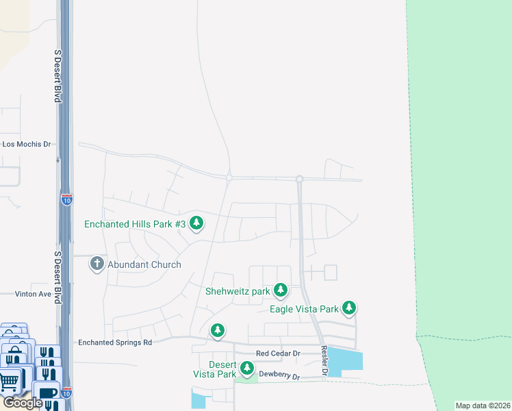 map of restaurants, bars, coffee shops, grocery stores, and more near Northwestern Drive in Canutillo