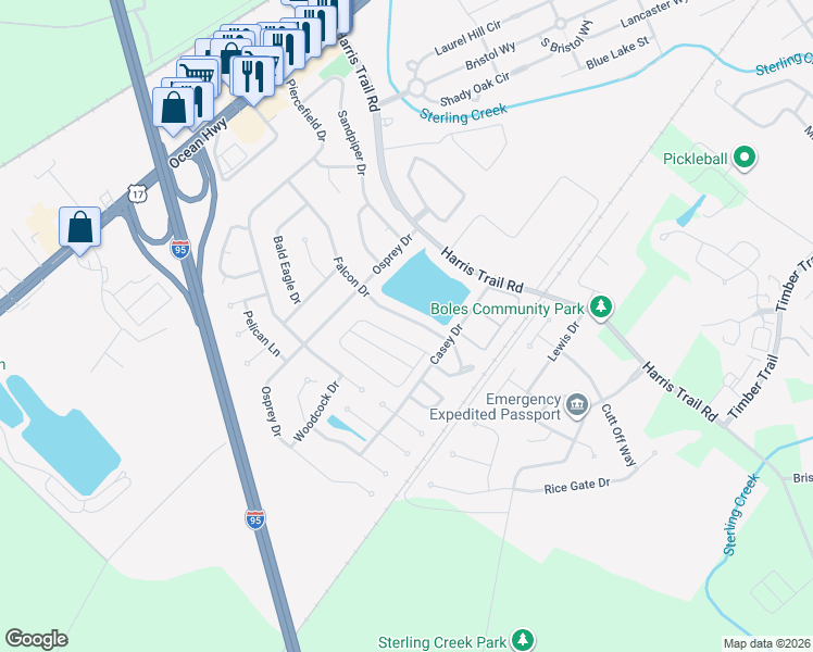 map of restaurants, bars, coffee shops, grocery stores, and more near 455 Falcon Drive in Richmond Hill