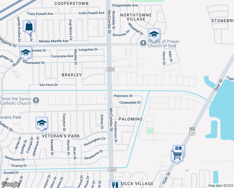 map of restaurants, bars, coffee shops, grocery stores, and more near 10696 Palomino Street in El Paso