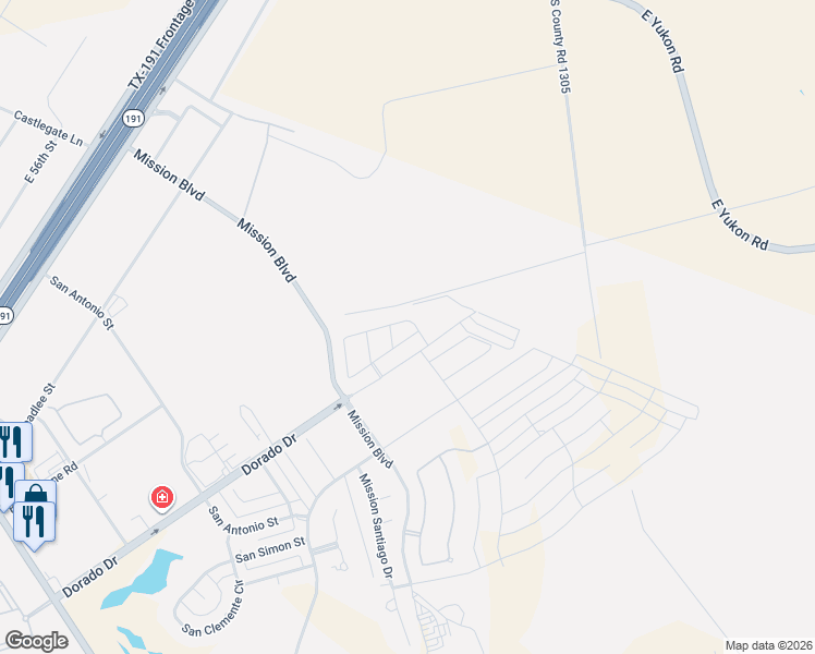 map of restaurants, bars, coffee shops, grocery stores, and more near 12 Berkshire Circle in Odessa