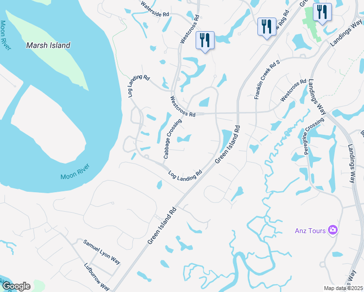 map of restaurants, bars, coffee shops, grocery stores, and more near 8 Sparkleberry Lane in Savannah