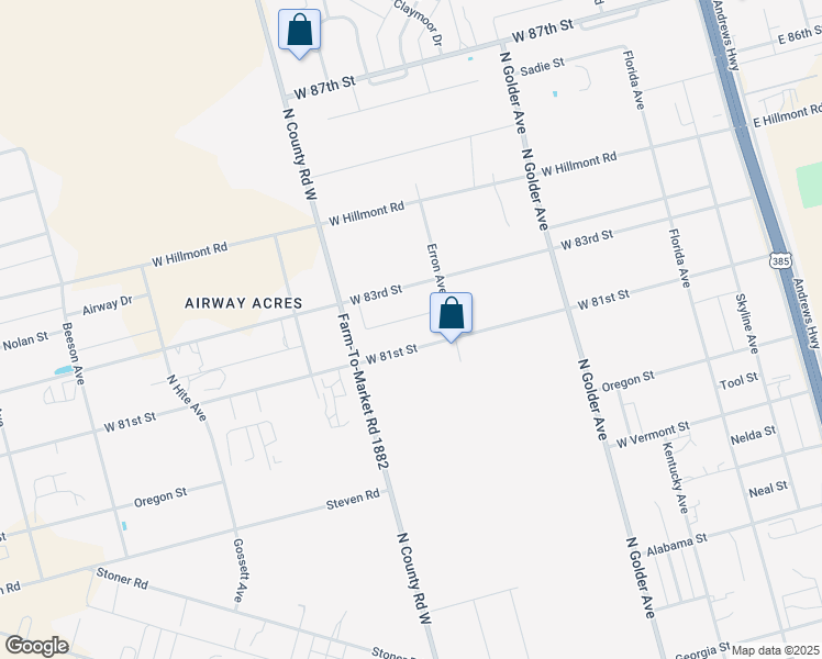 map of restaurants, bars, coffee shops, grocery stores, and more near 800 West 81st Street in Odessa