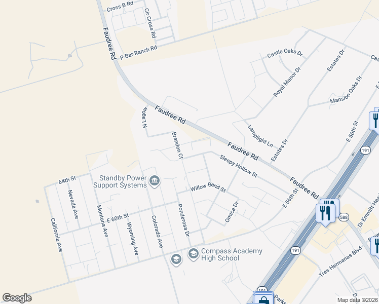 map of restaurants, bars, coffee shops, grocery stores, and more near 6951 Sleepy Hollow Street in Odessa