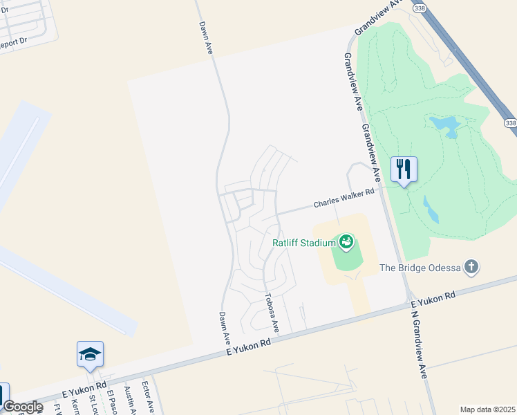 map of restaurants, bars, coffee shops, grocery stores, and more near 11 Allionia Ln in Odessa