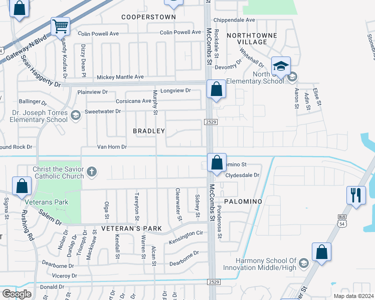 map of restaurants, bars, coffee shops, grocery stores, and more near 5766 Dalhart Drive in El Paso