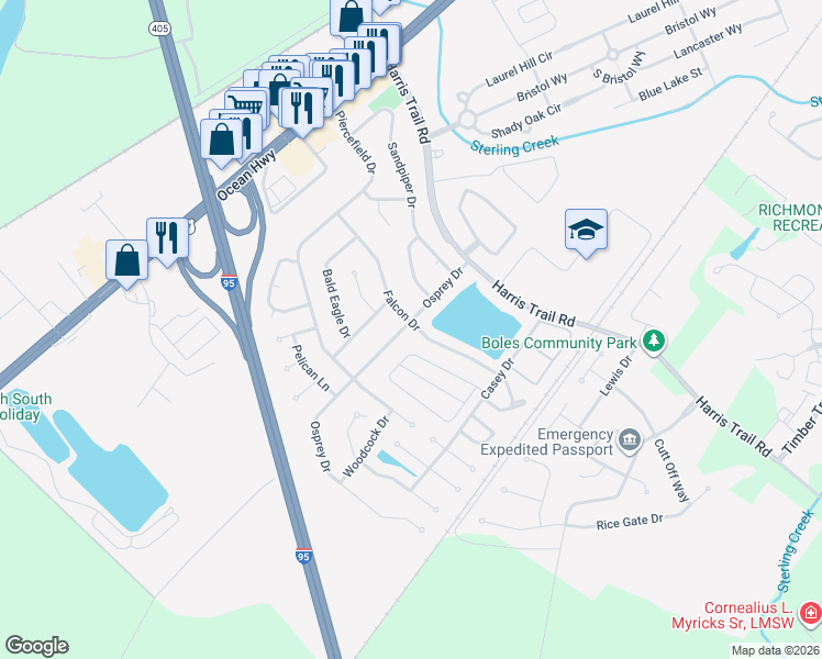 map of restaurants, bars, coffee shops, grocery stores, and more near 207 Osprey Drive in Richmond Hill
