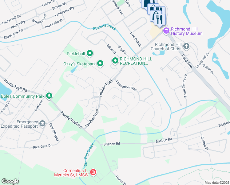 map of restaurants, bars, coffee shops, grocery stores, and more near 50 Teachers Row in Richmond Hill