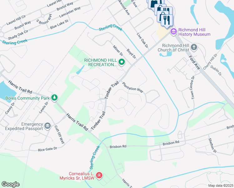map of restaurants, bars, coffee shops, grocery stores, and more near 150 Teachers Row in Richmond Hill