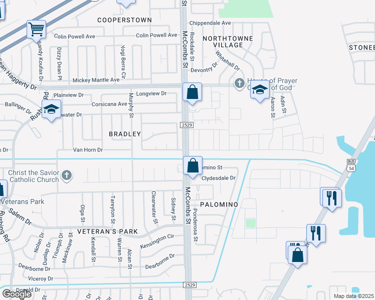 map of restaurants, bars, coffee shops, grocery stores, and more near 10700 McCombs Street in El Paso