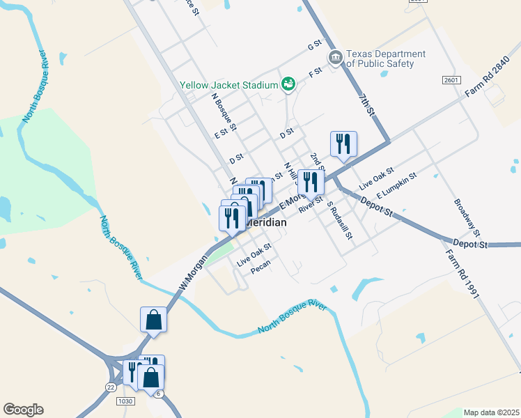 map of restaurants, bars, coffee shops, grocery stores, and more near in Meridian