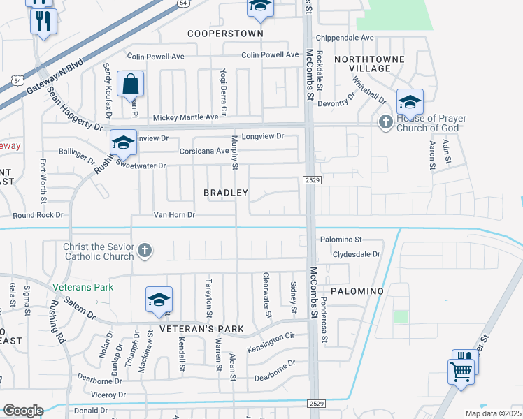 map of restaurants, bars, coffee shops, grocery stores, and more near 5716 Weatherford Lane in El Paso