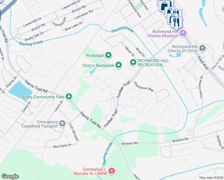 map of restaurants, bars, coffee shops, grocery stores, and more near 16 Lennox Court in Richmond Hill