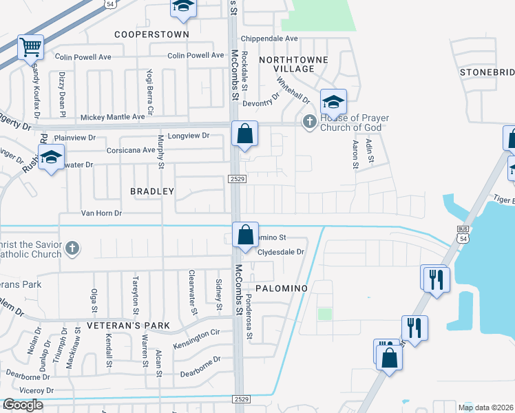 map of restaurants, bars, coffee shops, grocery stores, and more near 10700-10776 McCombs Street in El Paso