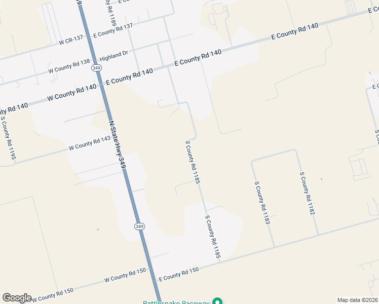 map of restaurants, bars, coffee shops, grocery stores, and more near 6001 South County Road 1185 in Midland