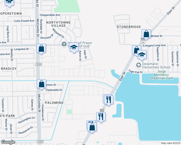 map of restaurants, bars, coffee shops, grocery stores, and more near 10820 Mccombs Street in El Paso