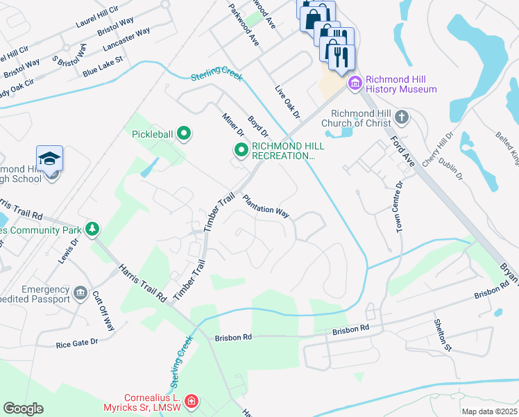 map of restaurants, bars, coffee shops, grocery stores, and more near 5 Richmond Walk Drive in Richmond Hill