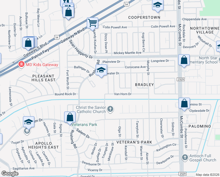 map of restaurants, bars, coffee shops, grocery stores, and more near 10712 Georgetown Street in El Paso
