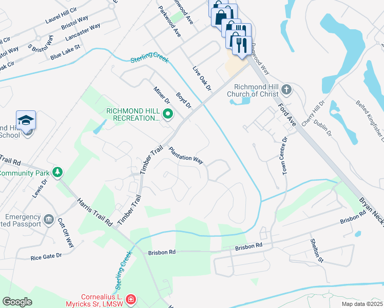 map of restaurants, bars, coffee shops, grocery stores, and more near 5 Richmond Walk Drive in Richmond Hill