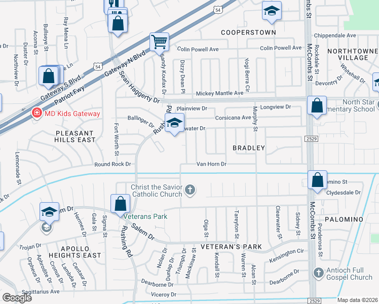 map of restaurants, bars, coffee shops, grocery stores, and more near 10712 Georgetown Street in El Paso