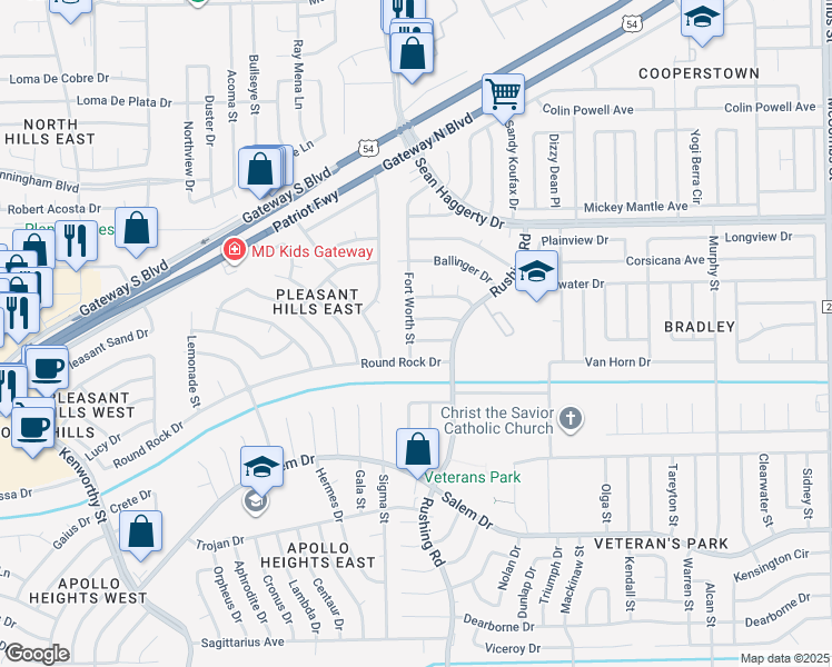 map of restaurants, bars, coffee shops, grocery stores, and more near 5101 Seguin Court in El Paso