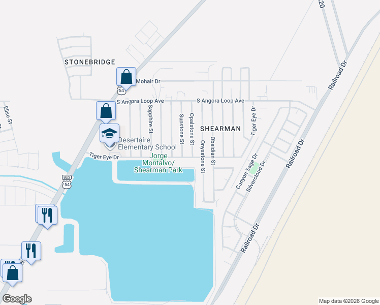 map of restaurants, bars, coffee shops, grocery stores, and more near 10701 Opalstone Street in El Paso