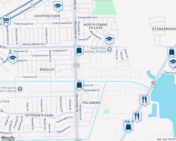 map of restaurants, bars, coffee shops, grocery stores, and more near 10700-10776 McCombs Street in El Paso