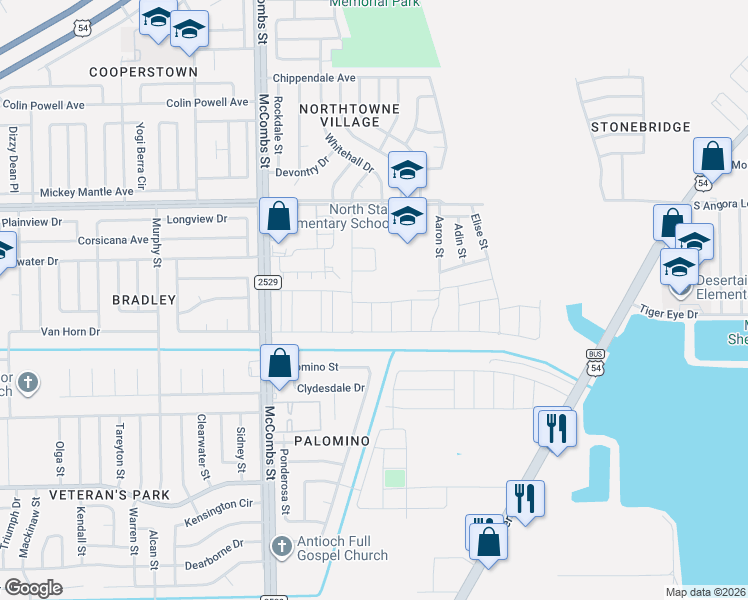 map of restaurants, bars, coffee shops, grocery stores, and more near 5962 Katelyn Gray Circle in El Paso