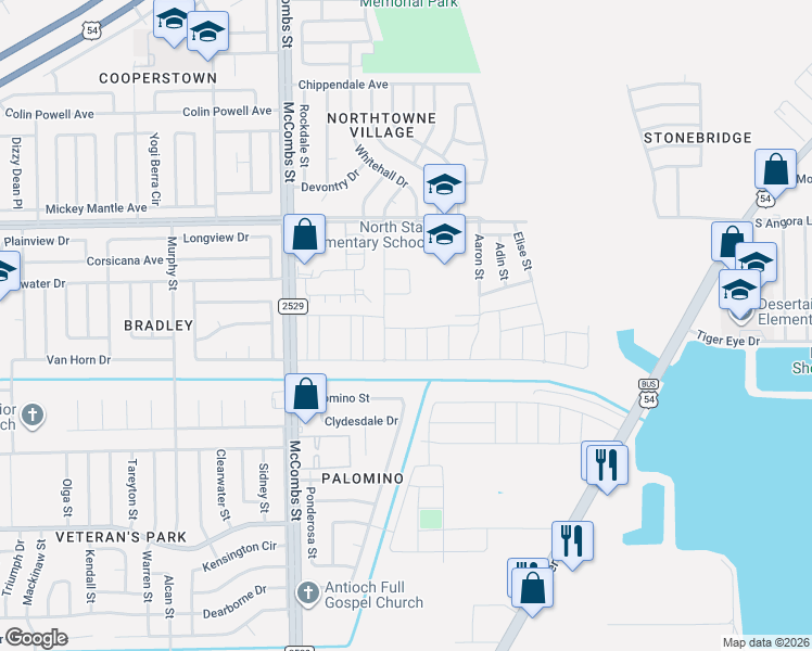 map of restaurants, bars, coffee shops, grocery stores, and more near 5962 Katelyn Gray Circle in El Paso