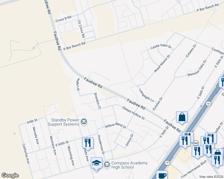 map of restaurants, bars, coffee shops, grocery stores, and more near 6951 Sleepy Hollow Street in Odessa