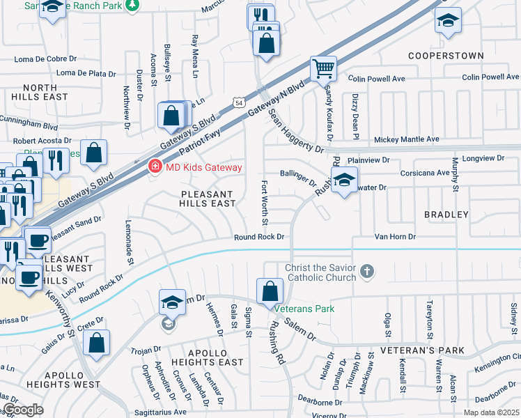 map of restaurants, bars, coffee shops, grocery stores, and more near 5101 Seguin Court in El Paso