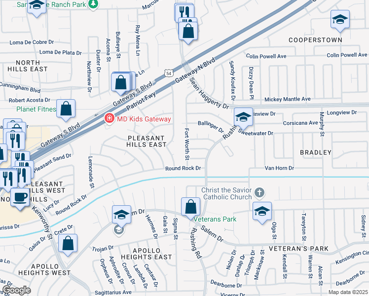 map of restaurants, bars, coffee shops, grocery stores, and more near 5101 Seguin Court in El Paso