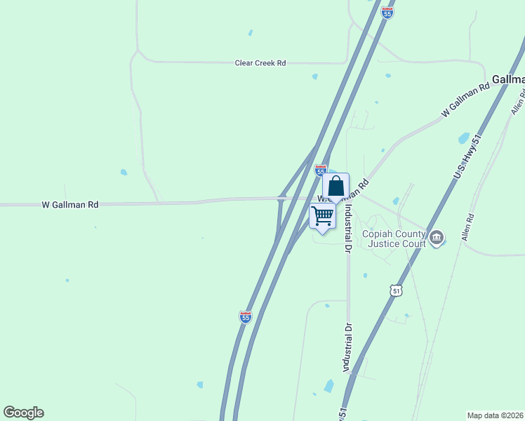 map of restaurants, bars, coffee shops, grocery stores, and more near 2050 West Gallman Road in Hazlehurst