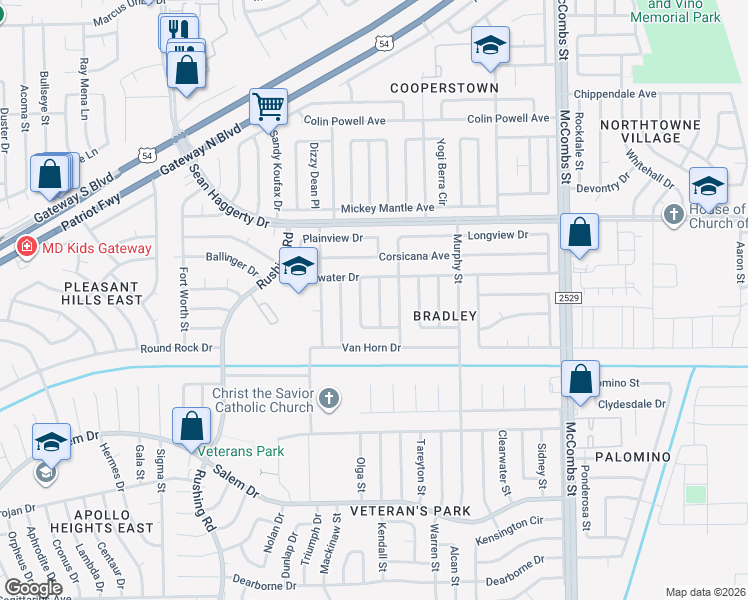 map of restaurants, bars, coffee shops, grocery stores, and more near 10772 Eagle Pass Lane in El Paso