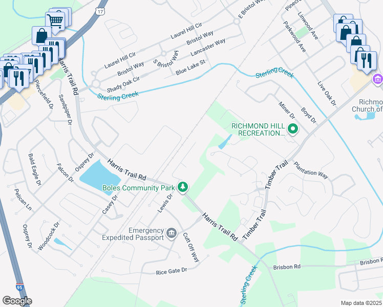 map of restaurants, bars, coffee shops, grocery stores, and more near 141 Brisbon Hall Drive in Richmond Hill