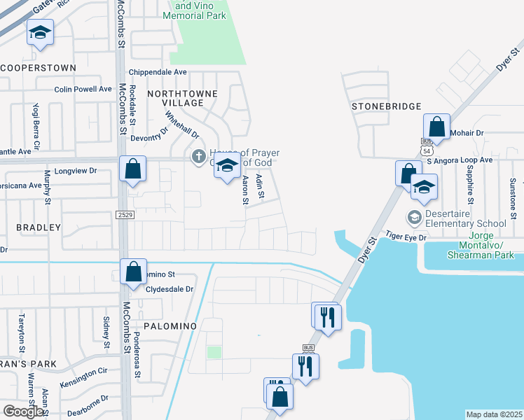 map of restaurants, bars, coffee shops, grocery stores, and more near 5974 Joe Manago Drive in El Paso