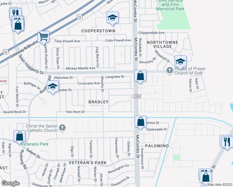 map of restaurants, bars, coffee shops, grocery stores, and more near 5717 Port Lavaca Drive in El Paso